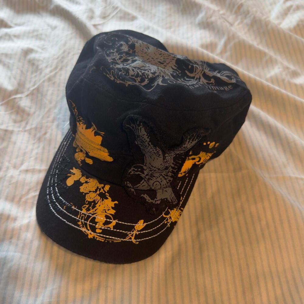 Vintage Graphic Cadet Cap Black 100% Cotton #skater #y2k